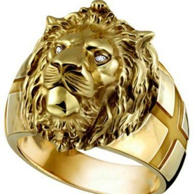 1 anello punk rock placcato oro alla moda da uomo, anello hip hop, lussuosi gioielli da dito