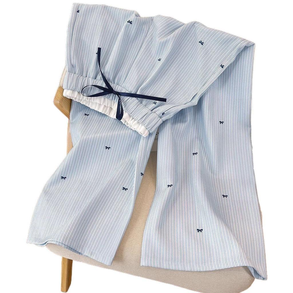 Korean-Style Blue Striped Wide-Leg Women's Pants – Spring/Summer 2026 Collection