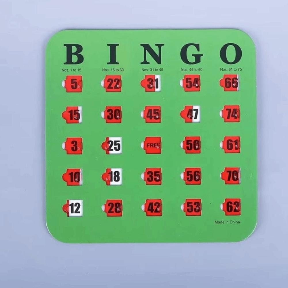 5 TARJETAS DE BINGO DESLIZANTES DE IMPRESIÓN GRANDE Tablero de Bingo Deslizante Tarjetas Reuniones Festivas