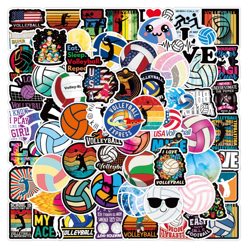 100 Cross-border Volleyball Graffiti Stickers for Phones, Skateboards & Luggage - Waterproof & Decorative