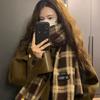 High-end scarf women's winter new Korean versatile retro plaid shawl thickened warm scarf dual-purpose