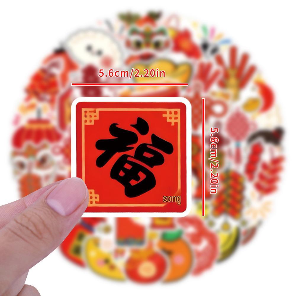63 Festive New Year Graffiti Stickers for Skateboard, Notebook, and Water Cup Decor