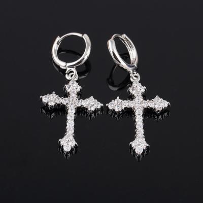 1Pc Zircon  Cross Earrings For Women Drop Earrings Gothic Punk Hip Hop Female Piercing Dangle Earrings Jewelry