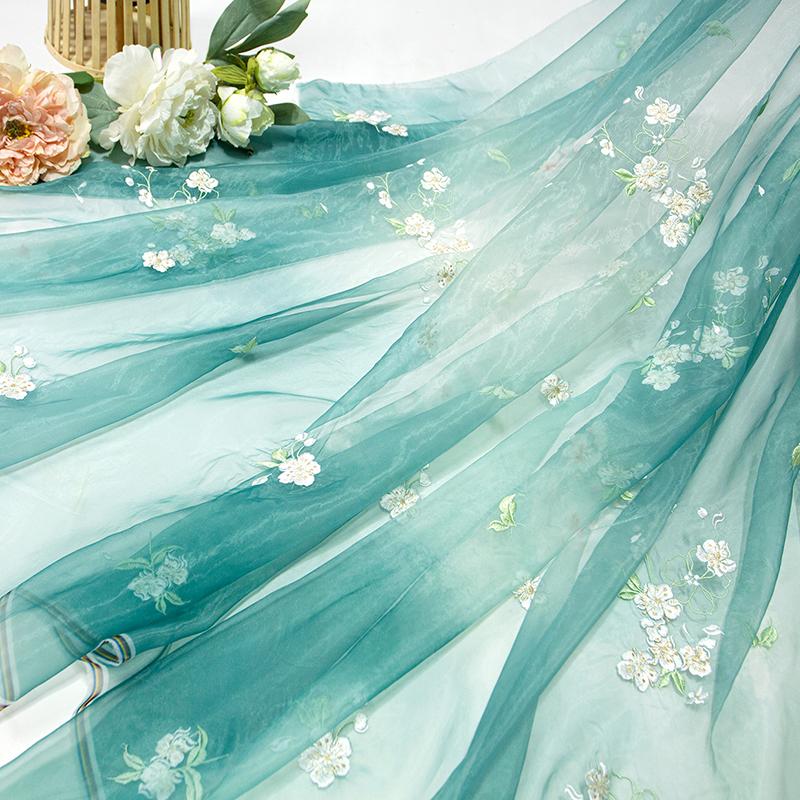 100x150cm Hanfu Ancient Style Embroidered Fabric Summer Handmade DIY Skirt Children's Clothing Ladies Cheongsam Fabric