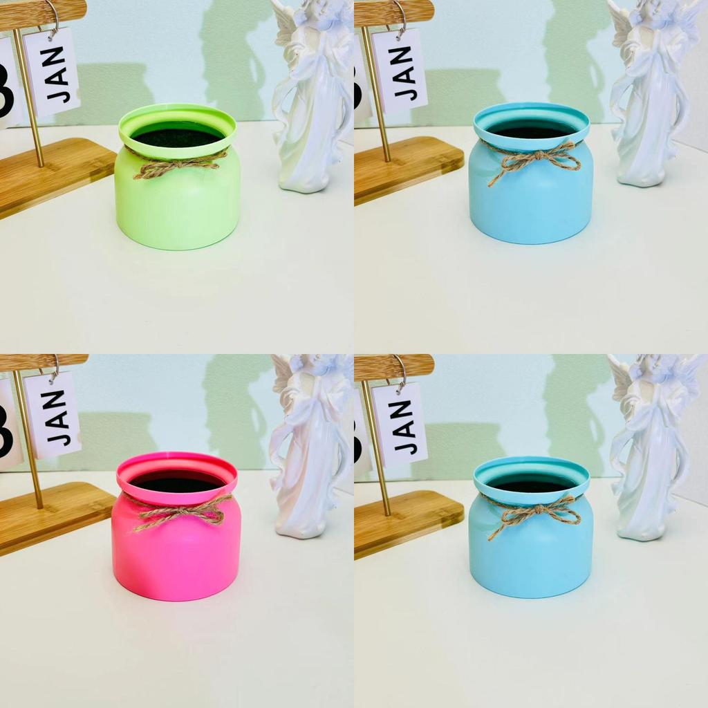 Macaron Edging Butterfly Bow Flower Pot For Faux Plant Arrangements Wedding Hotel Decor Accessory