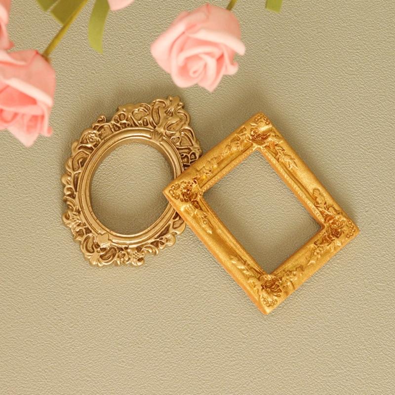 Mini Gold Picture Frame Victorian Small Resin Antique Photo Frame Tiny Baroques Ornate Frame Without Glass or Backing