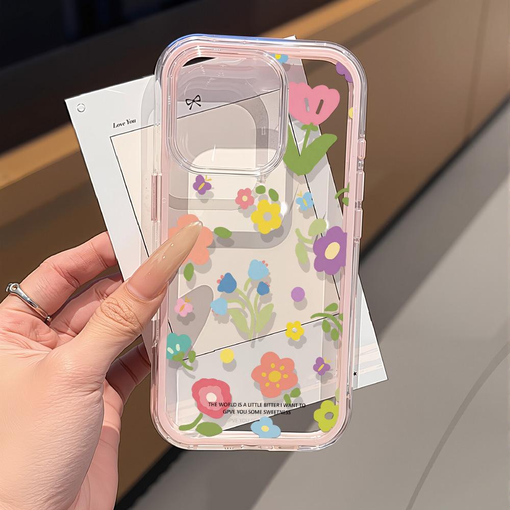Spring full screen flowers for iPhone17 Pro Max mobile phone protective case 16 simple 15Pro niche 14