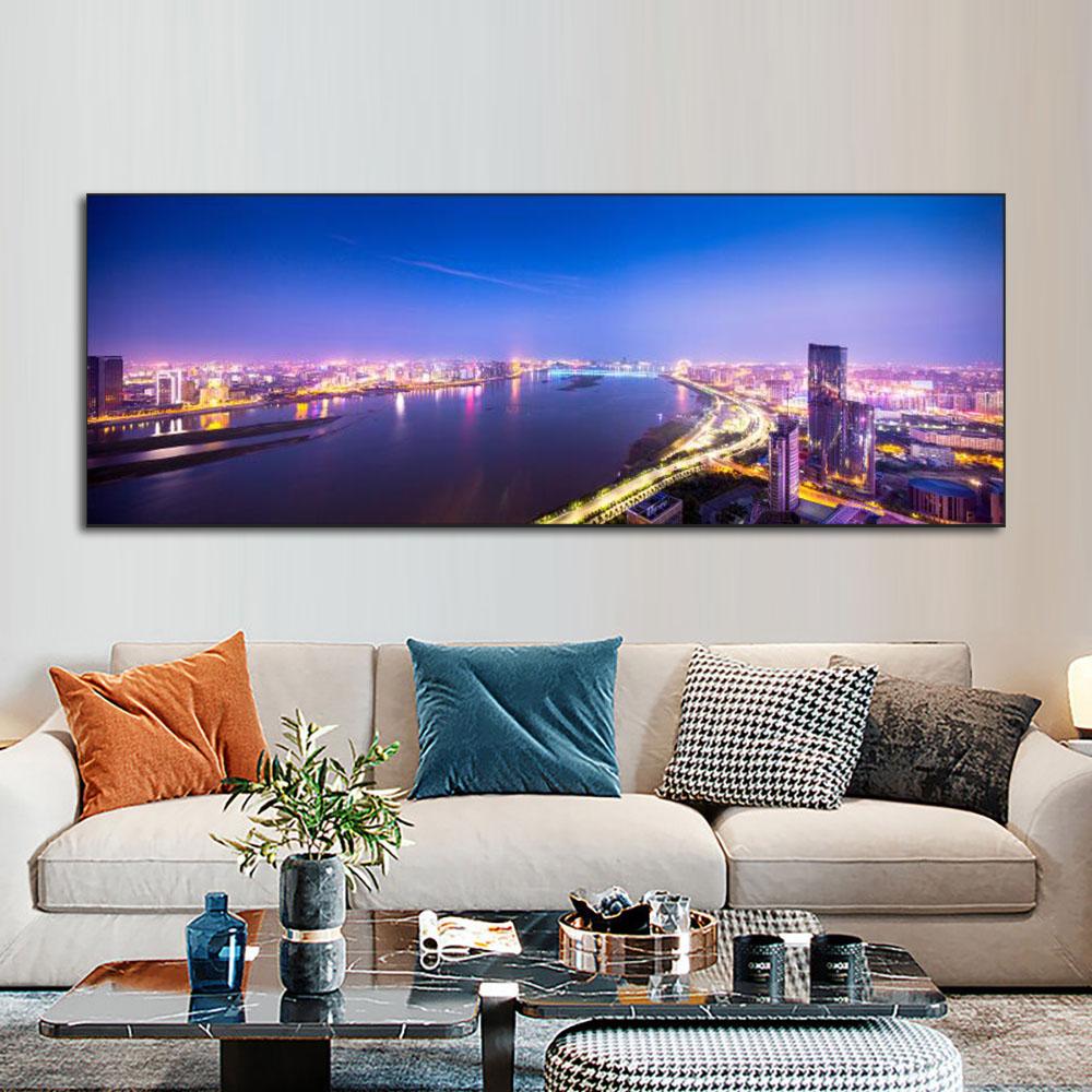 Abstract Night Scene Of Building Canvas Painting Modern Landscape Posters And Prints Wall Art Pictures Home Decor No Frame