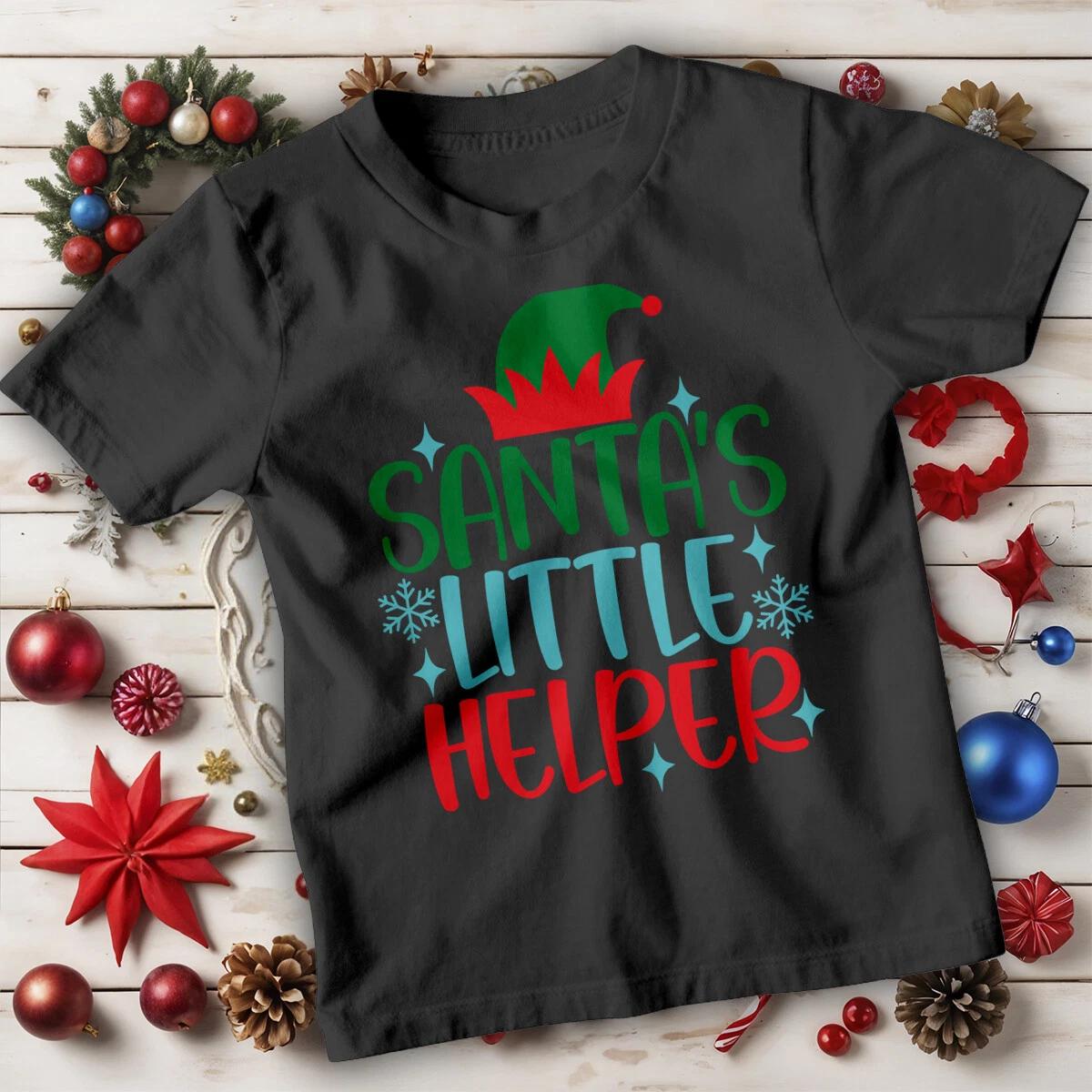 Boys and Girls Santa s Little Helper Christmas T-Shirt Tee for Kids #MC 160