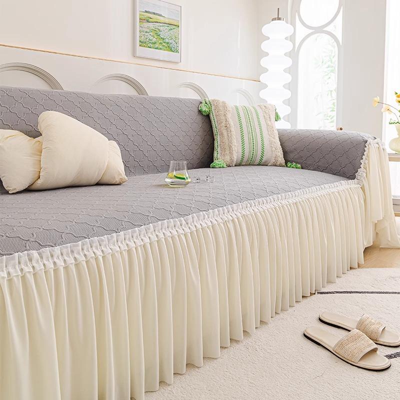 

Крутой Doudou Крем Ветер 2025 Лето Прохладный Чехол-полотенце для дивана Ткань Защита от царапания кошками Полное покрытие Нескользящий Фиксированный Универсальный Чехол 180 * 130cm (specifications do not include skirts)