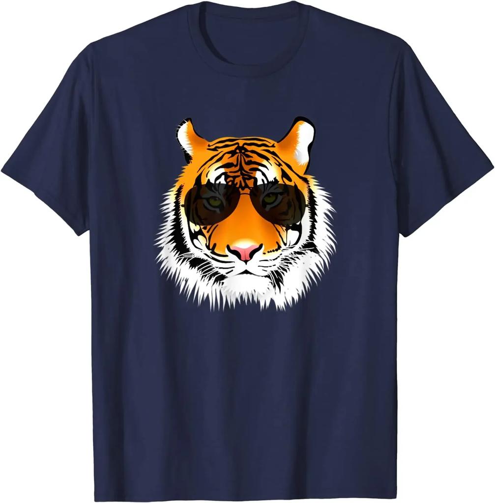 Cool Cat Tiger with Sunglasses Design T-Shirt Cotton Daily Four Seasons Streetwear Shirt Harajuku Men Clothing Graphic T Shirts