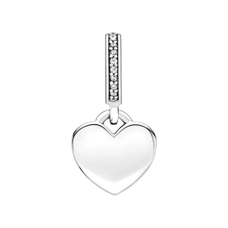 Sparking Butterfly Heart Clip Charm Beads Dangle Silver Bracelet Necklace For Diy Jewelry Women Gift