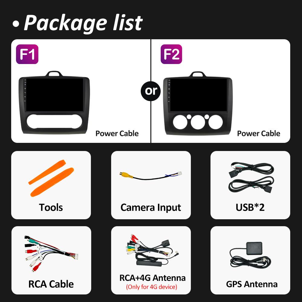 Android Auto Wireless Carplay For Ford Focus 2 3 Mk2 Mk3 2004 2005 2006 2007 2008 - 2011 Car Video Player 2.5D Touch Screen WIFI