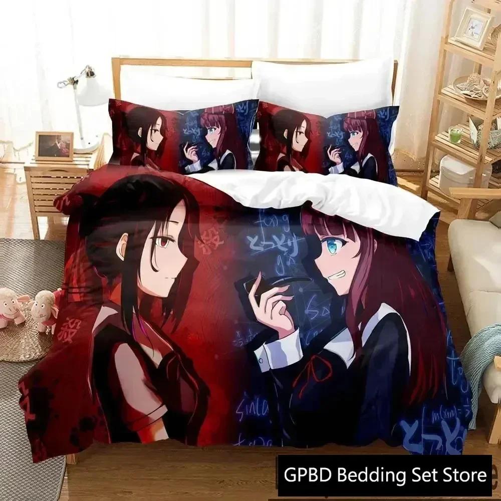 Luxury New 3D Print Anime Kaguya-sama Love Is War Bedding Set Duvet Cover Bed Set Quilt Cover Pillowcase Queen Size Boys Adult