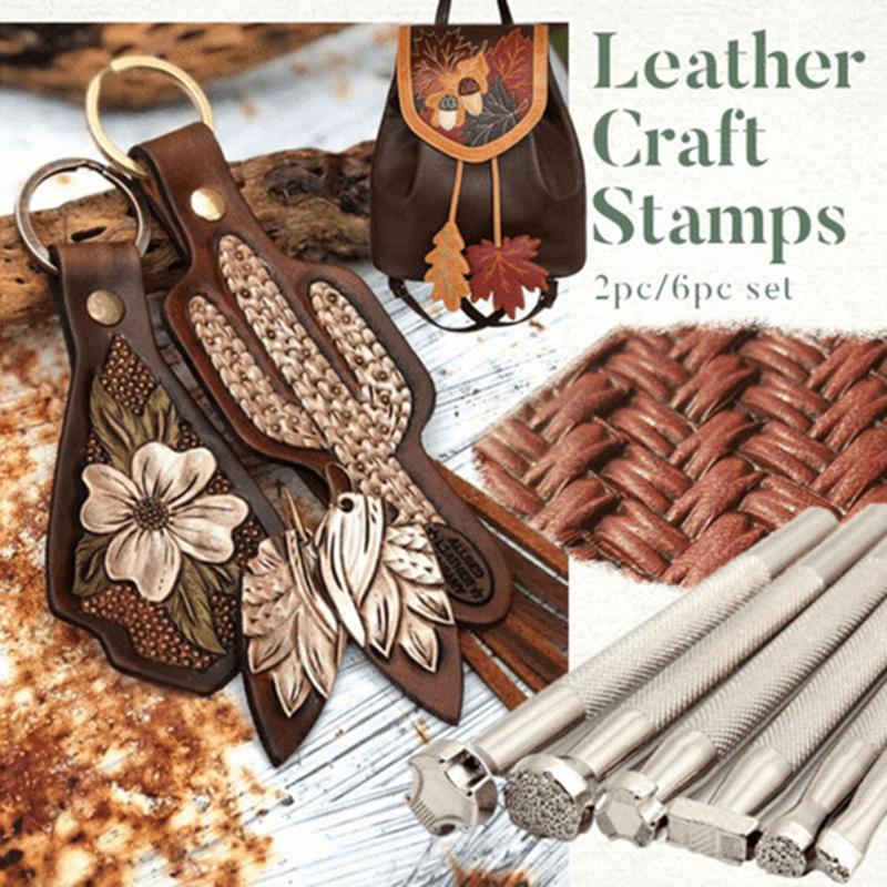 Leather Stamping Tools Set Non-Slip Different Shape Handle DIY Handcraft Making Tool for Leather Craft