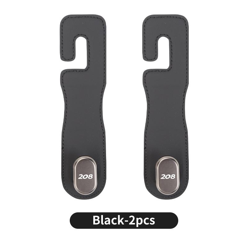 Accessoires de voiture Crochets de rangement multifonctionnels en cuir et métal pour dossier de siège pour Peugeot 2008 5008 107 106 205 4008 301 607 108 807