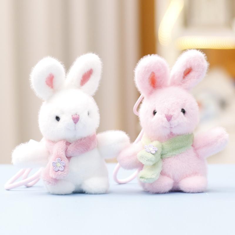 Rabbit Scarf Plush Doll Keychain Toy Animal Pendant Backpack Gift Decoration