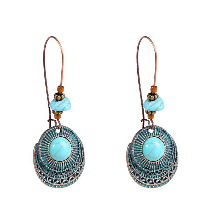 9 Pairs Bohemian Silver Drop Dangle Earrings Set for Women Girl Hypoallergenic Fashion Vintage Boho Turquoise Earrings