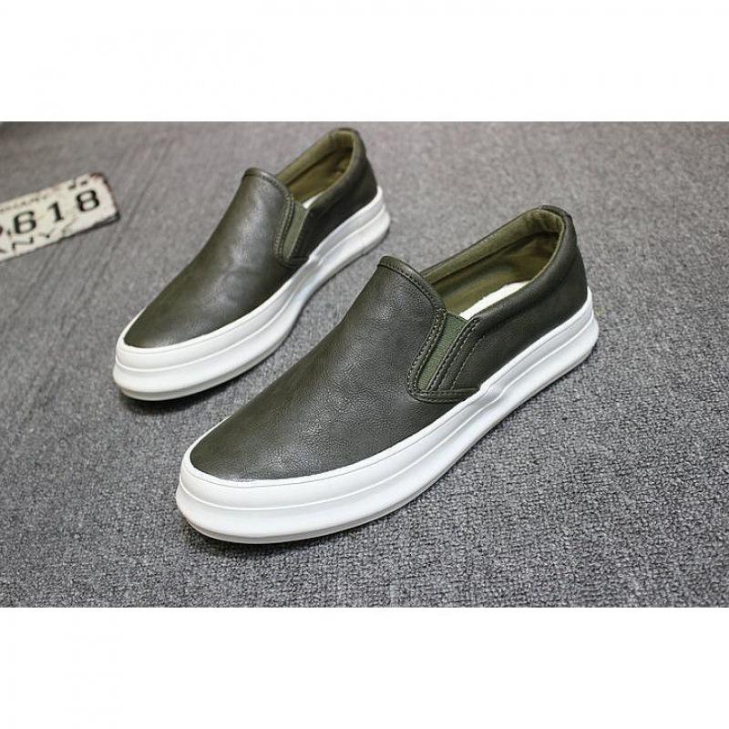 Fashion Flat Shoes Men's New Style One Foot Casual Leather Shoes Mens Thick Soled Board Shoes Single Shoe Loafers designer loafers men