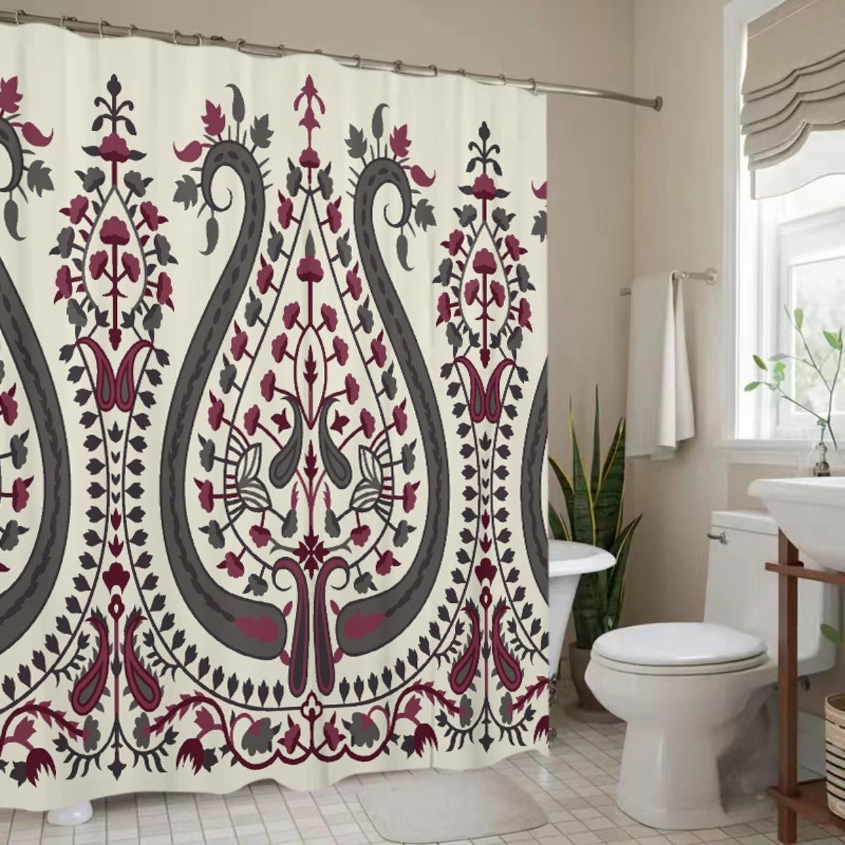 

Floral Shower Curtain - Roses & Butterflies, Digital Print, Polyester, Non-Perforated Rings, Machine Washable W60H190(CM)-1 Pcs