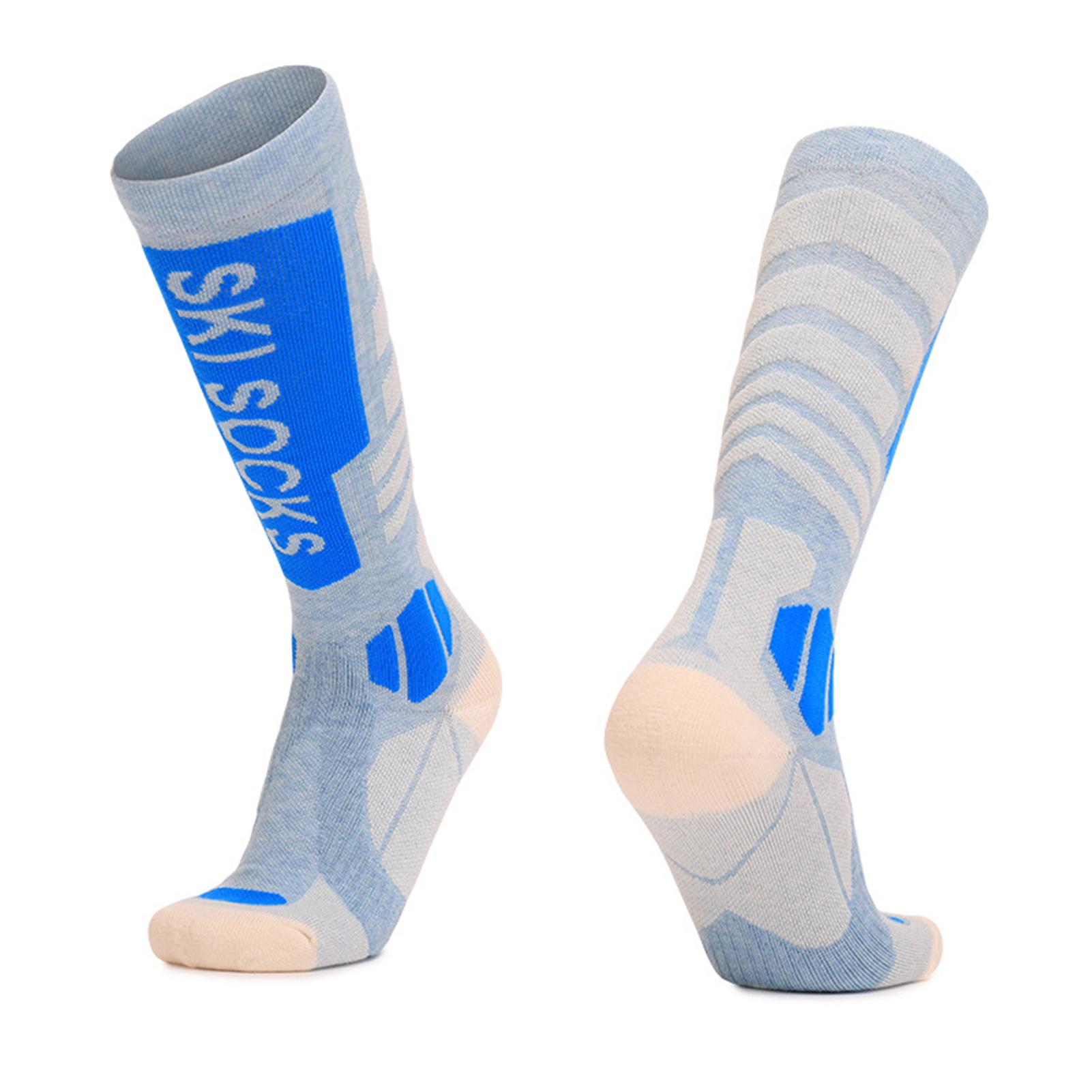 

Женские носки для катания на лыжах, носки из мериносовой шерсти для холодной погоды, теплые носки выше колена S синий