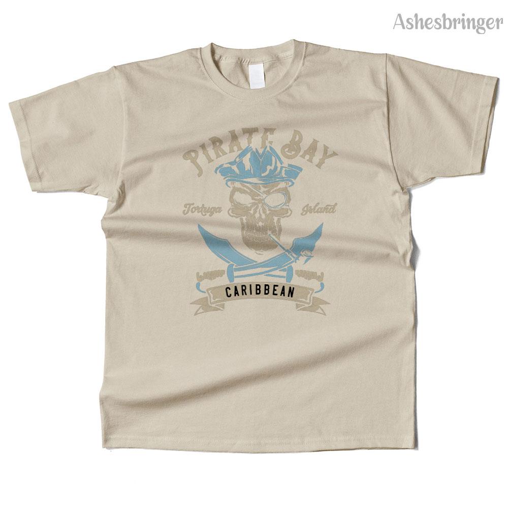 Unisex bawełniany T-shirt z grafiką Pirate Bay, wysoka jakość, styl uliczny casual, dla unisex i kobiet