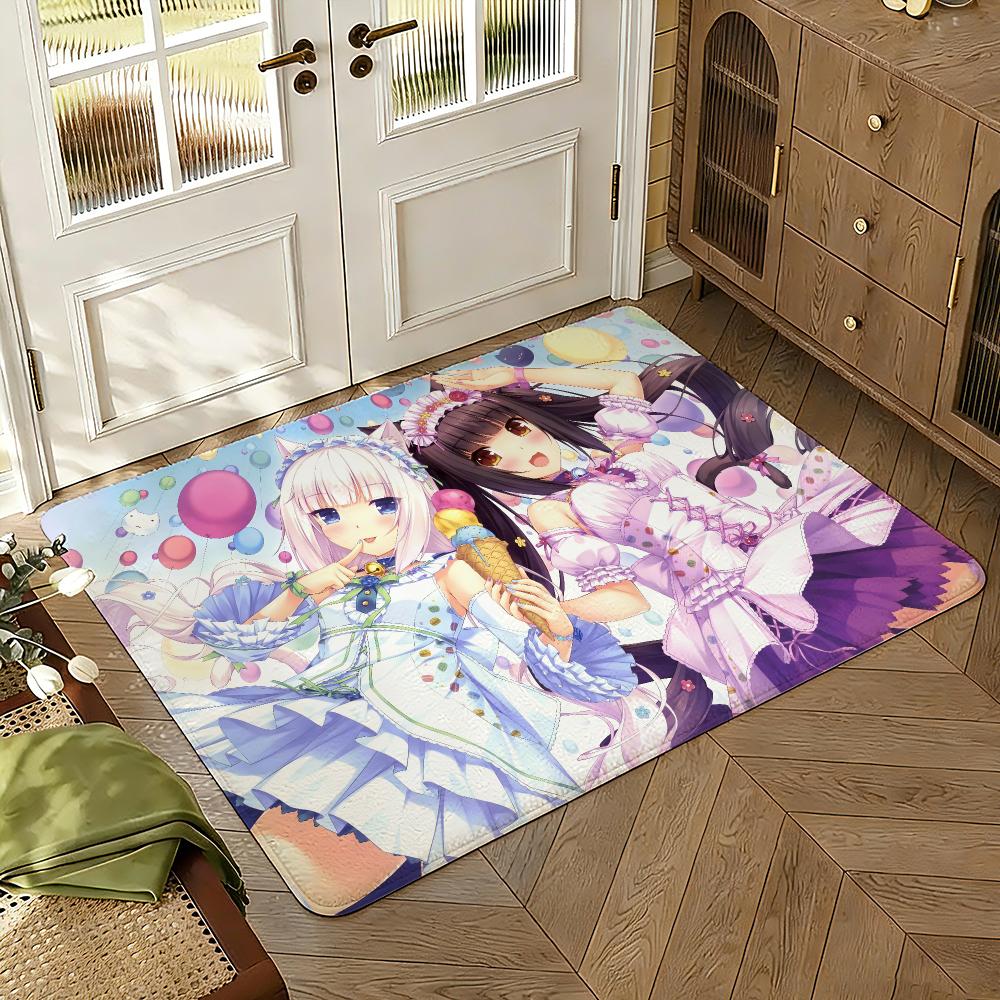 Anime Game N-Nekopara Floor Mat Soft Thickened Absorbent Non-Slip Bedroom Living Room Door Mat Home Decor Flannel Rugs