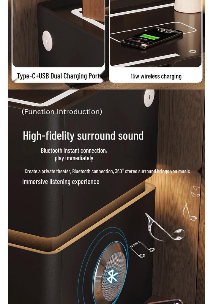 New High-End Smart Bedside Table with Light: Personalized Modern Storage for Bedroom
