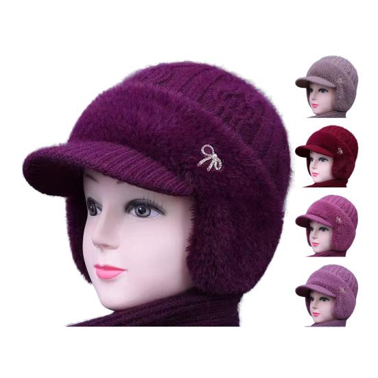 Căciulă tricotată cu clape pentru urechi, căptușită cu fleece care elimină umezeala, caldă, design 3-în-1, șapcă de baseball, pălărie de exterior pentru vreme rece