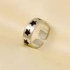 Different Style Silver Color Ring Black Oil Drop Open Adjustable Stainless Steel Rings For Women Men Accessories Enamel Jewelry
