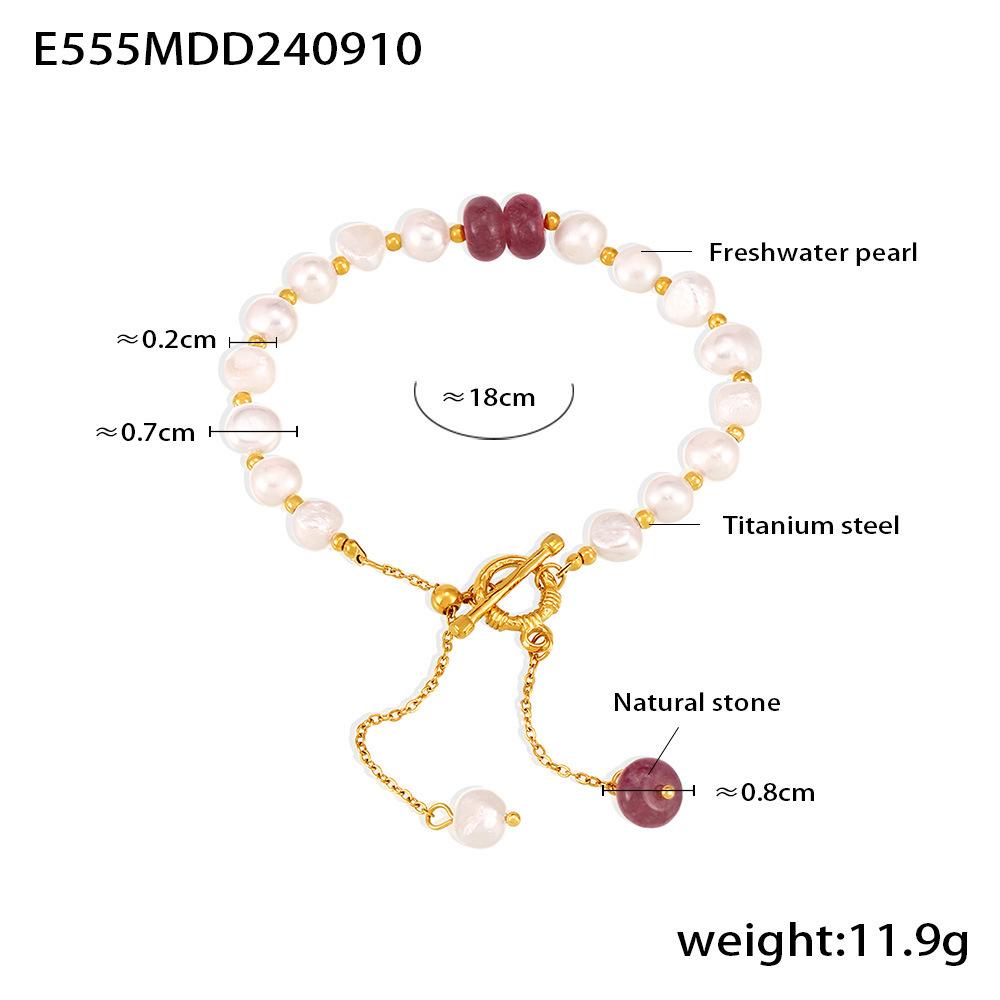 Freshwater Pearl Bracelet with Tassel Pendant and OT Clasp - Girly Ins Style