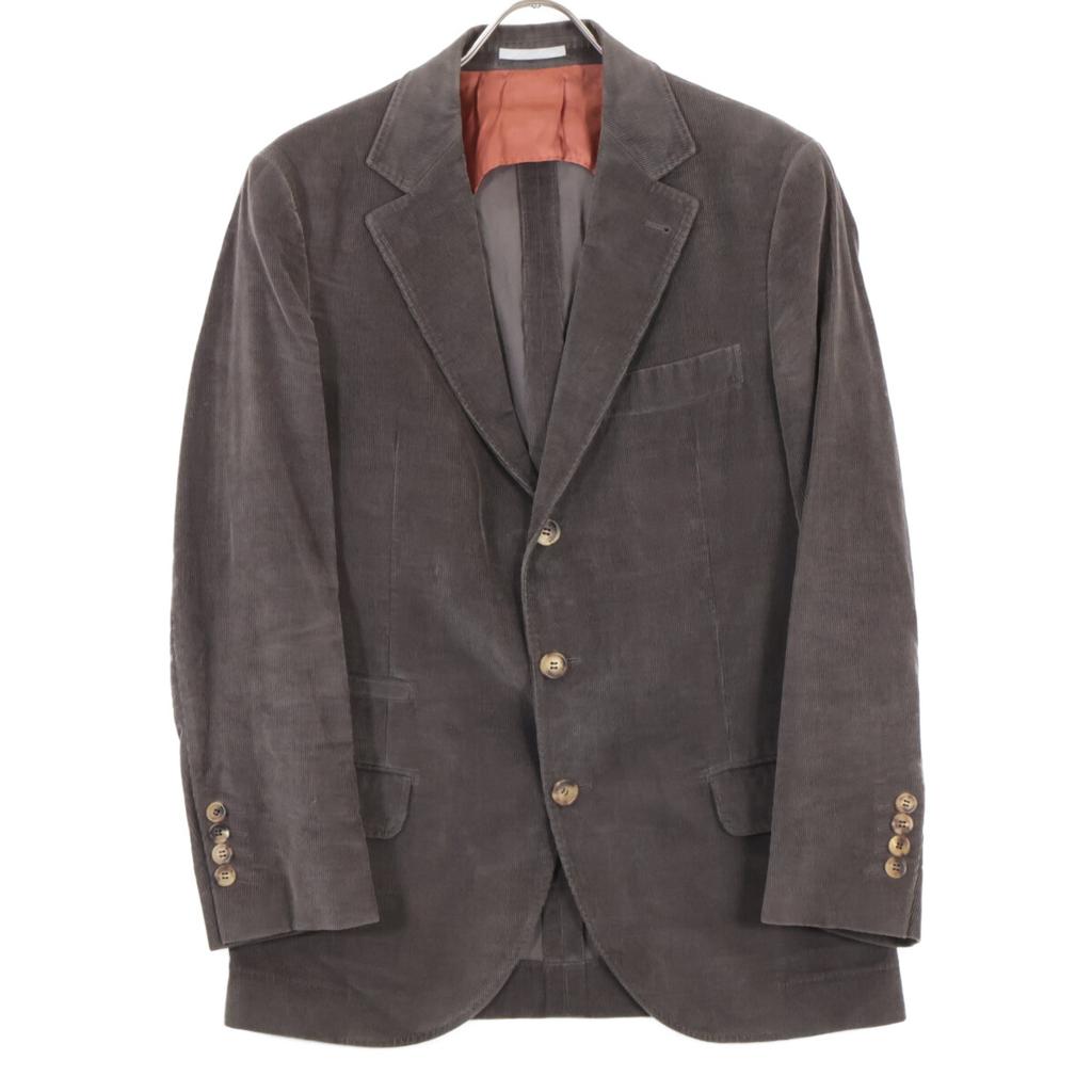 BRUNELLO CUCINELLI Dark Brown Cotton Sight Vents 3B Corduroy Tailored Jacket Jacket 44 Dark brownUsed