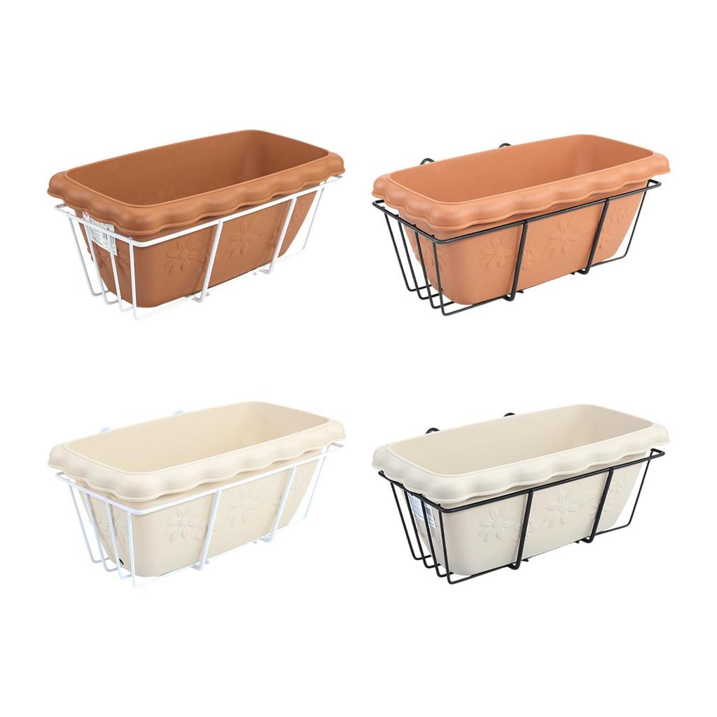 Hanging Planter for Balcony Railing Flowerpot Plant Pot with Tray Rack Hanging