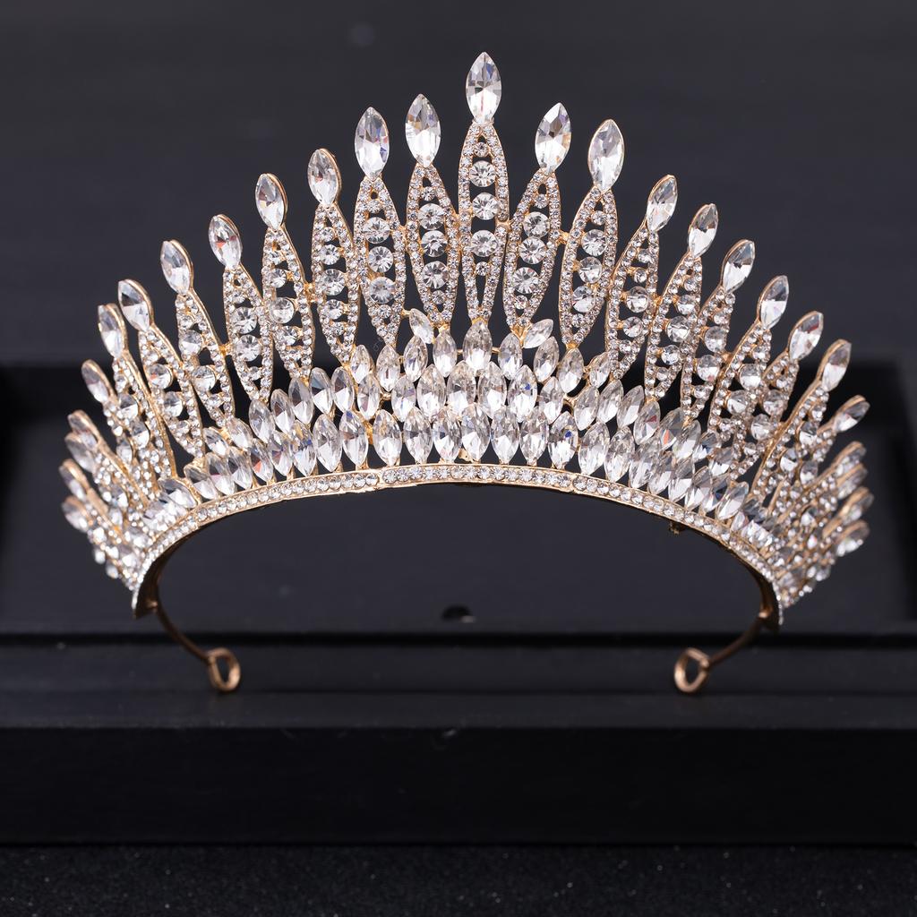 Silver Color Crystal Queen Big Crown Tiara Rhinestone Wedding Tiaras Women Pageant Prom Crowns Bridal Hair Accessories Jewelry