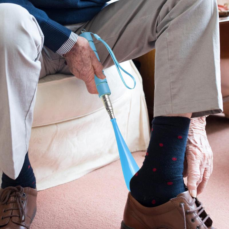 Long Handle Shoe Horn Stainless Steel Adjustable Extended Shoehorn Handle Shoe Putting Tool For Old Man With Diseases In Hands