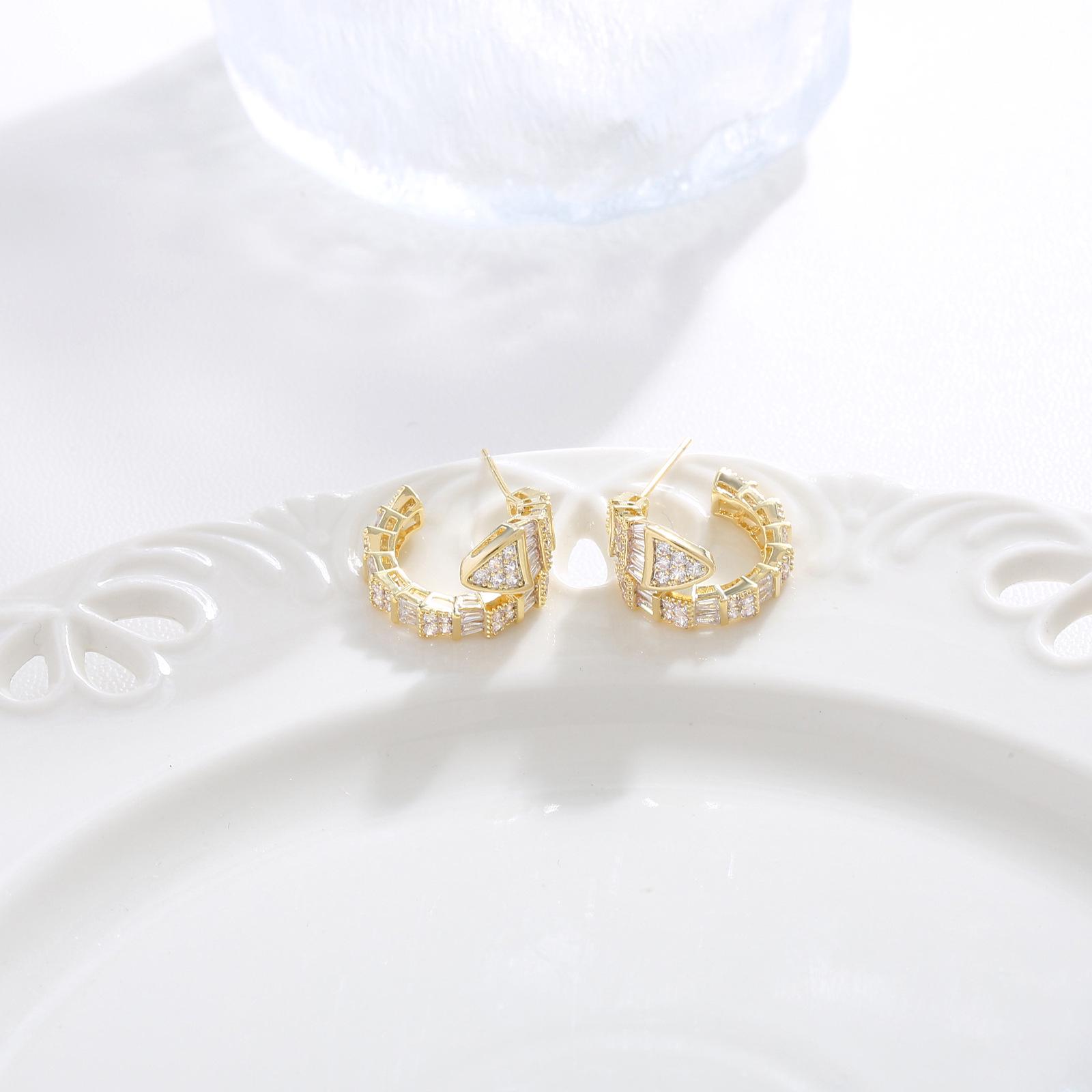 

Элегантные серьги из циркония в стиле змеиной кости с иглой из серебра 925 пробы — роскошный дизайн для женщин