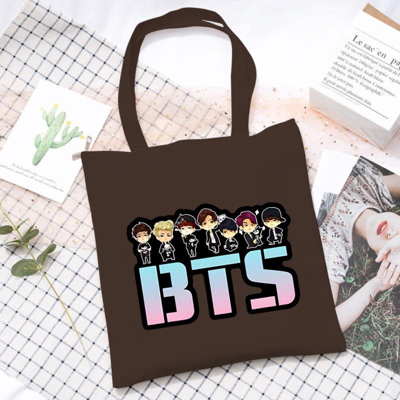 Korean Style Printed Canvas Tote Bag for Women Men Large Capacity Commuter Shoulder Handbag Fashionable Daily Outing Purse KTB