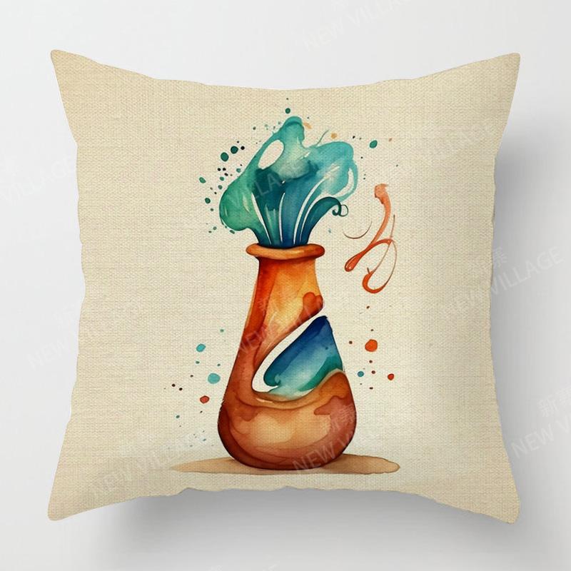 Scandinavian Plant Print Pillow Cover Living Room Sofa Cushion Cover Modern Simple Ins Style Home Decoration 40x40cm