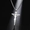 Dawapara INRI Crucifix Jesus Cross Pendant Necklace Christian Catholic Men Faith Necklace Stainless Steel Jewelry