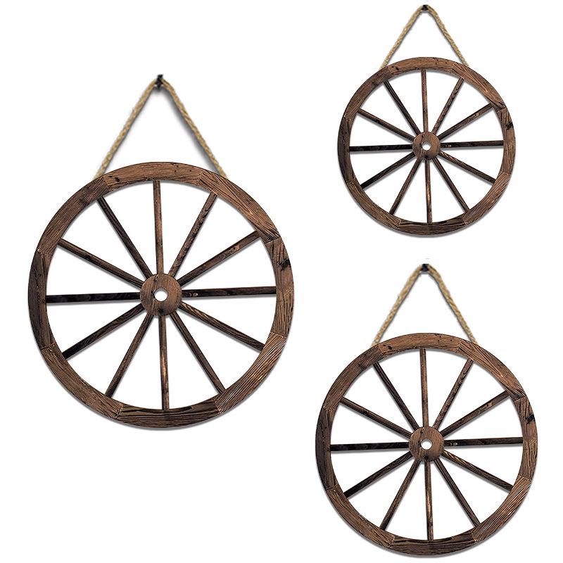 Retro Western Wooden Wagon Wheel Wall Decor