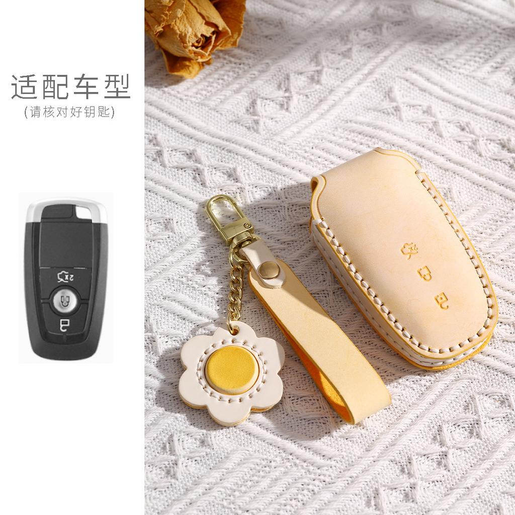 Applicable Ford Key Cover Mondeo/Lincoln Adventurer/Explorer Edge High-End Leather Buckle For Women