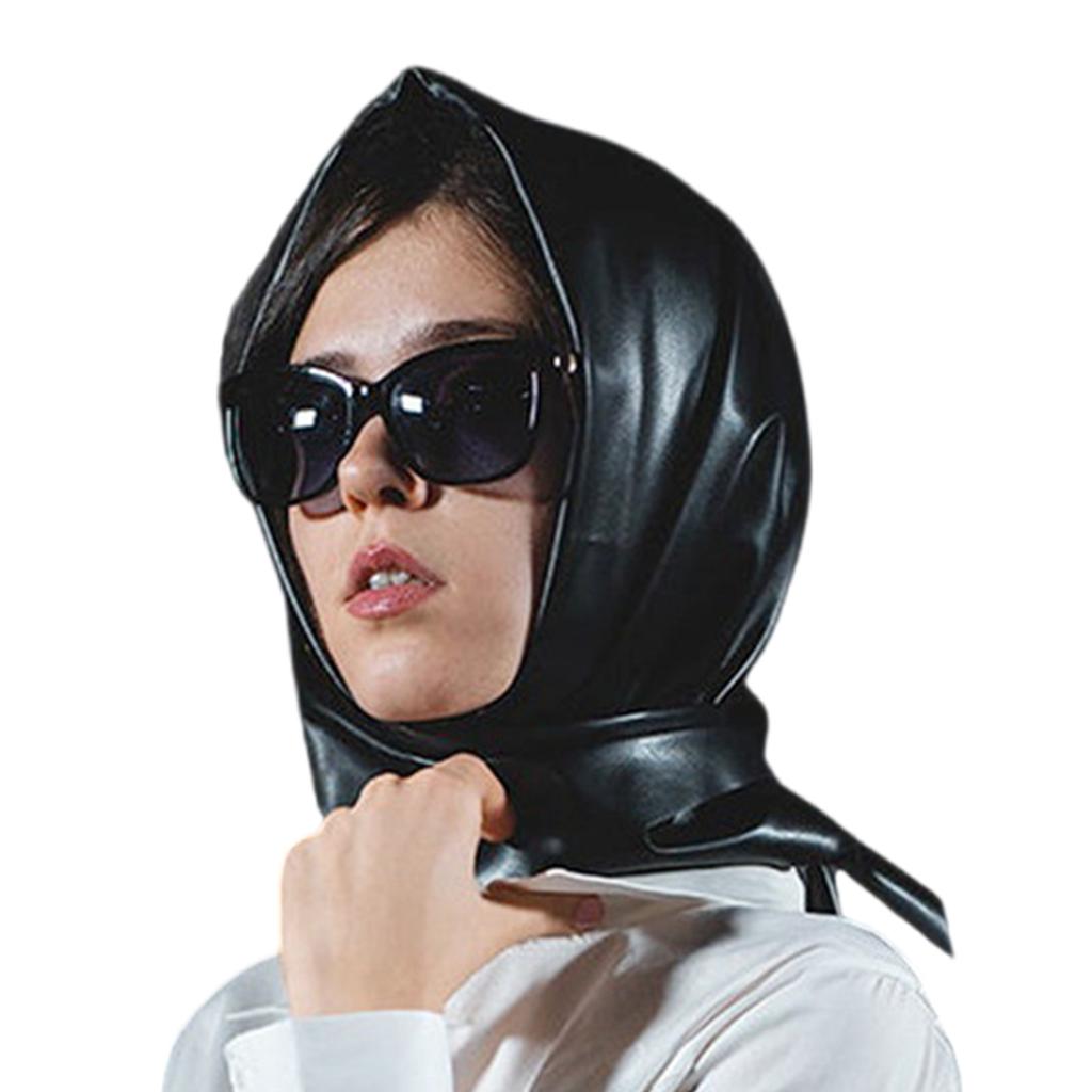Womens Warm Long Shawl Winter Wraps Large Scarves Faux Leather Triangle Scarf Bandana Head Cover Kerchief