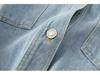 Women's Washed Blue Denim Shirt Jacket with Pocket Embellishments - European & American Style, Autumn Collection