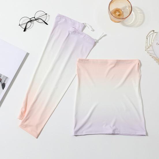 2Pcs/Set Face Guard Sun Protection Oversleeve Set, Ice Silk Cooling Fabric Arm Sleeves with Thumb Buckle Cuffs, Outdoor Cycling Driving Beach Summer