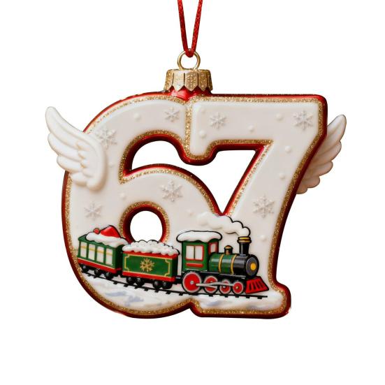 67 Christmas Ornament 2D Flat Funny Six Seven Meme Christmas Decoration