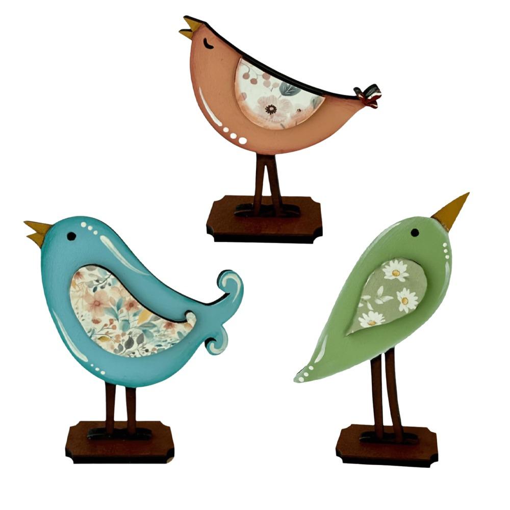 3pcs Sculptures Wooden Bird Statue Home Decoration Seagull Figurine Seabird Ornaments  Beach Beauty 3Pcs Style A