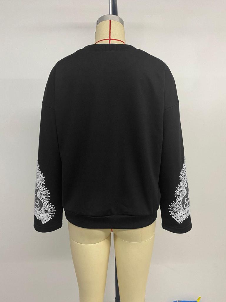 Women's 2026 Autumn Lace Patchwork Casual Pullover Sweatshirt