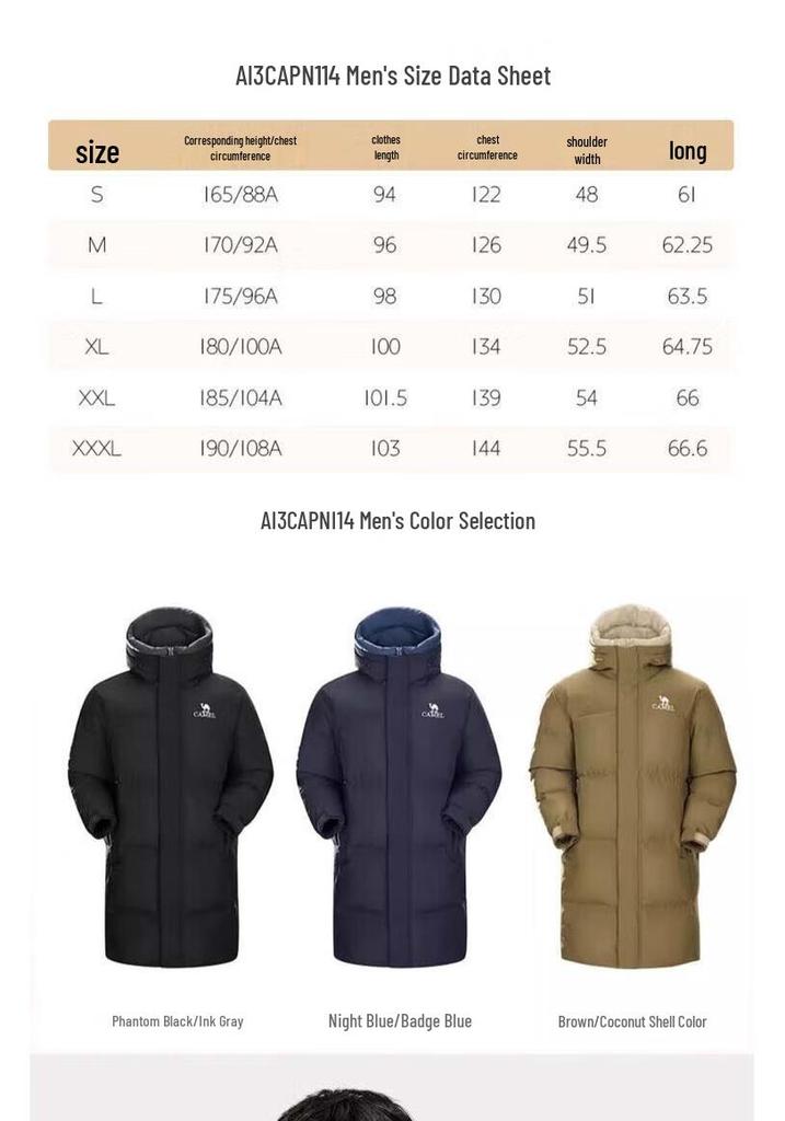 Camel Men's 2024 Mid-Length Warm Down Jacket