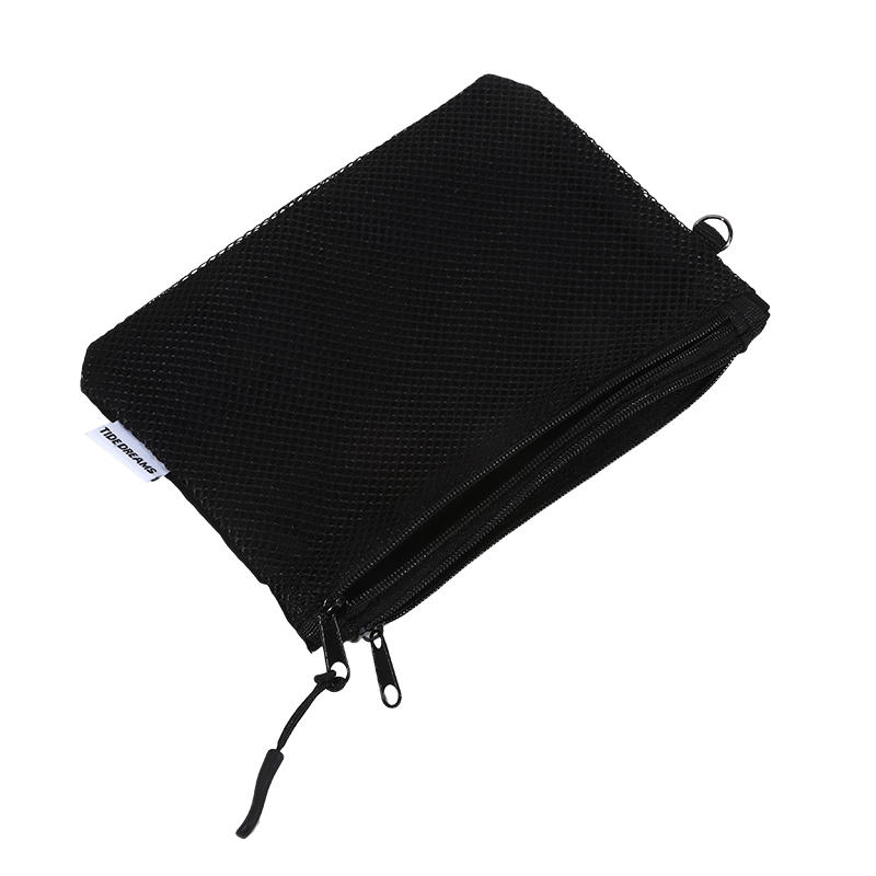Double Zipper Mesh Storage Bag Double-layer Space Saving Portable Coin Purse Square Visible Travel Cosmetic Organizer Women