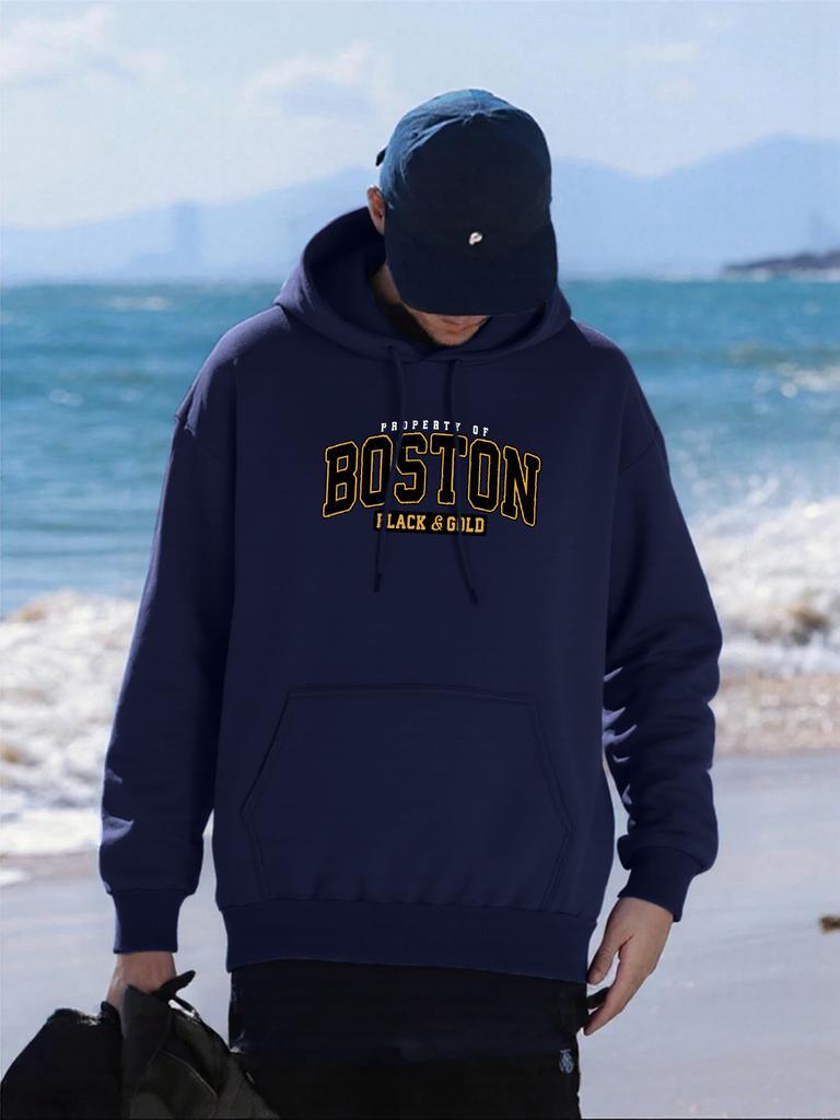 Proper Of Boston Printing Men Hoodies Autumn Casual Hoody Fleece Comfortable Clothing Male Oversized Multicolor Pullovers